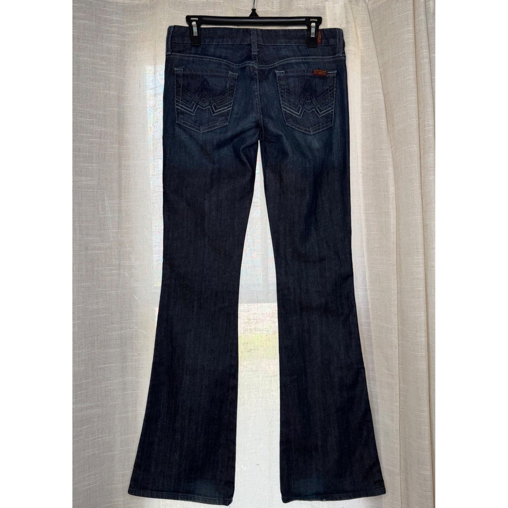 7 For All Mankind A Pocket Flare Jeans Dark Wash‎ Blue Denim Women's Size 26 - Picture 3 of 11